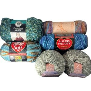Mixed Yarn Lot red heart loops & threads
